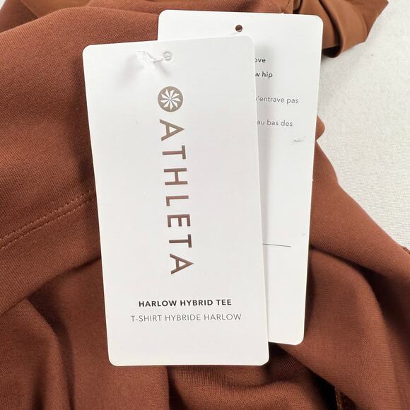 Athleta Women's Harlow Hybrid Woven Knit Tee Top Medium Rust - Picture 10 of 16